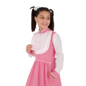 زي مدرسي وردي كامل بياقة عصرية